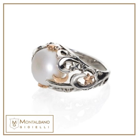 Anello Polvere di Stelle cupola con perla| Gioielli De Nobili